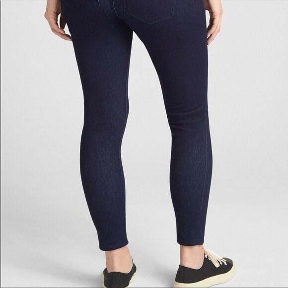 GAP Maternity Ankle Jeggings Dark Wash Sz 18/34R Stretchy Adjustable Side Panels - Picture 2 of 13